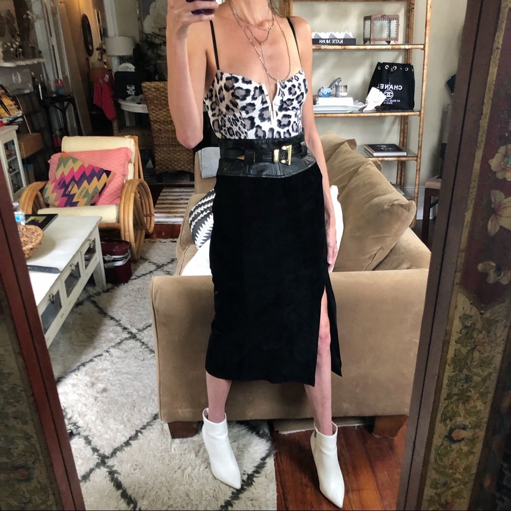 Vintage Lillie Rubin leather and suede skirt - Picture 4 of 8